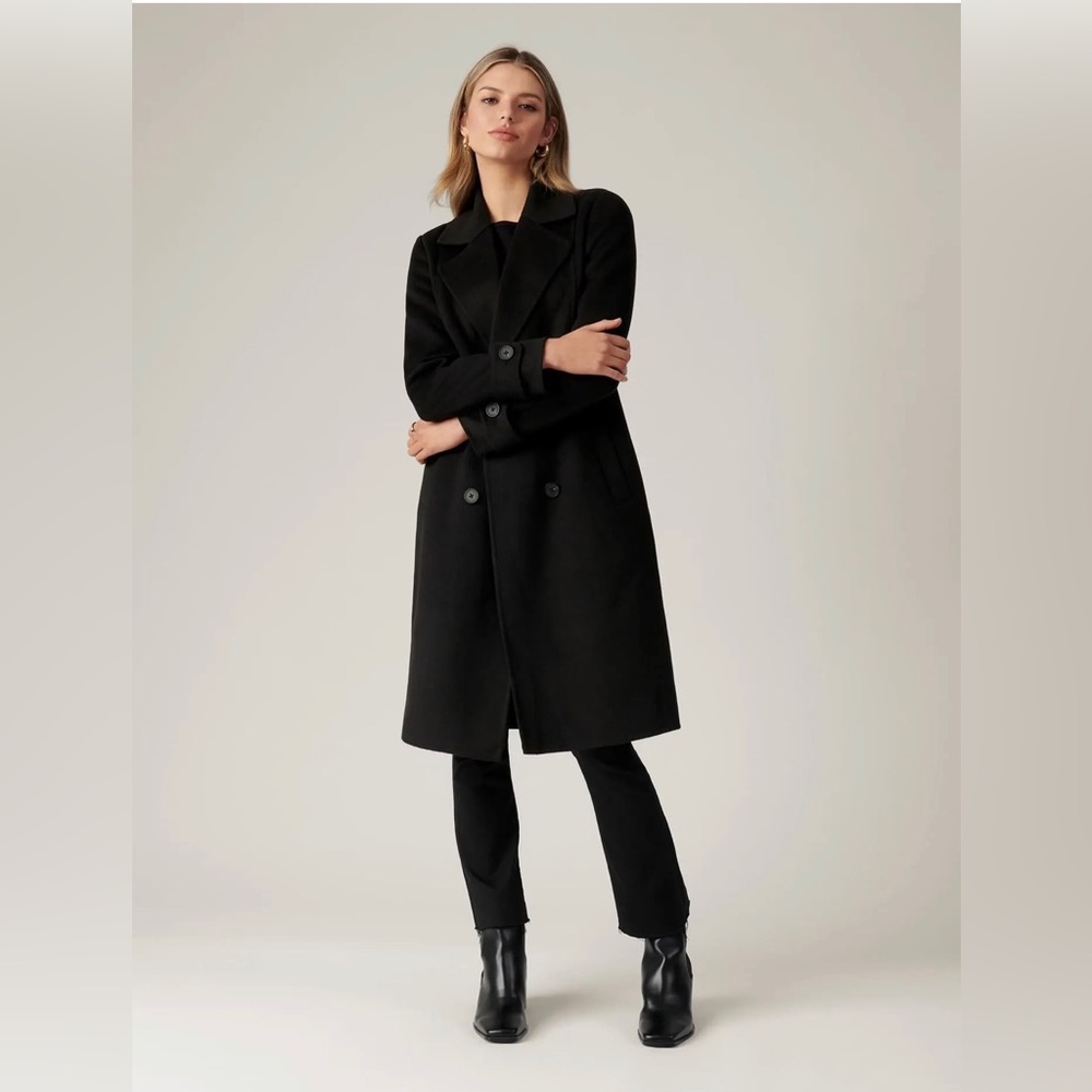 BNWT Ever New Jane Felled Winter Coat Black Size 6